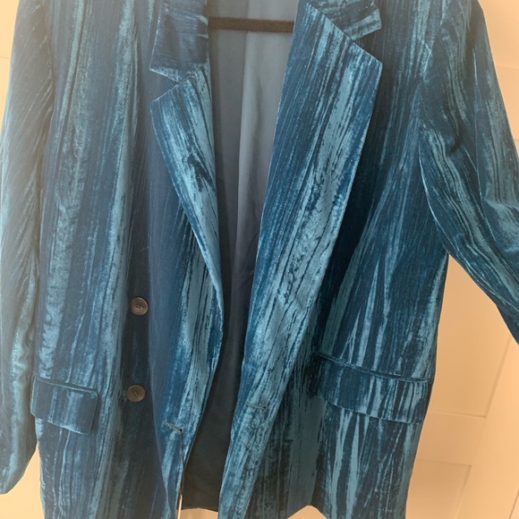 NWT Zara velvet turquoise blazer women’s large - Picture 15 of 16